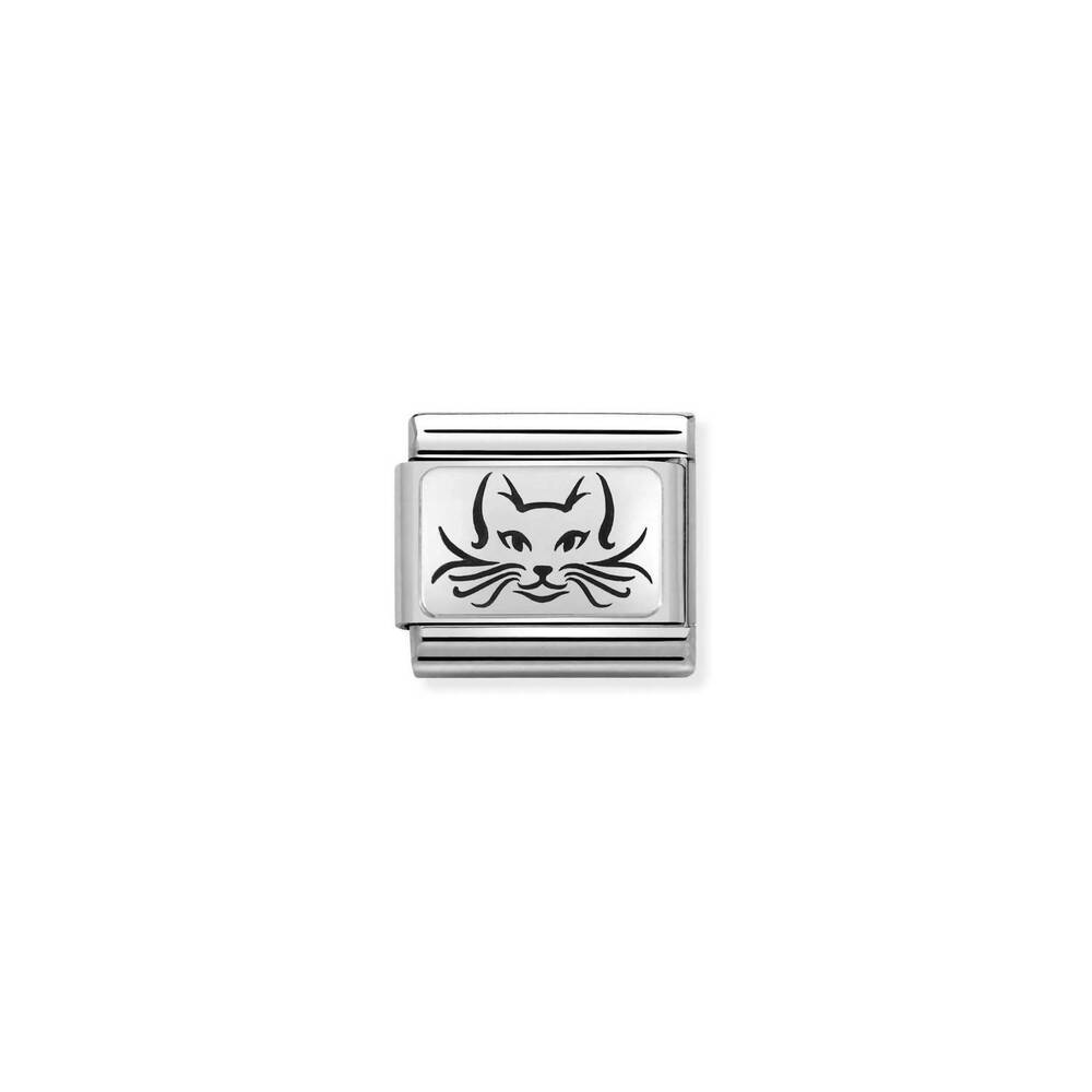 NEW NOMINATION unisex animals links bracelet in cat silver